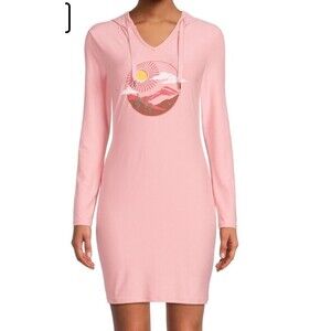 No Boundaries Bodycon Dress Size XL Color pink Hooded Stretch Long sleeve